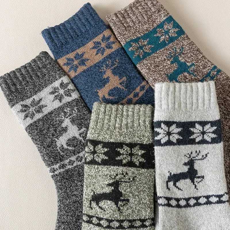 Mens Merino Wool Socks Hiking Socks Thick Winter Wool Warm Socks Breathable Elk Crew Thermal Socks Against ColdXJ241019