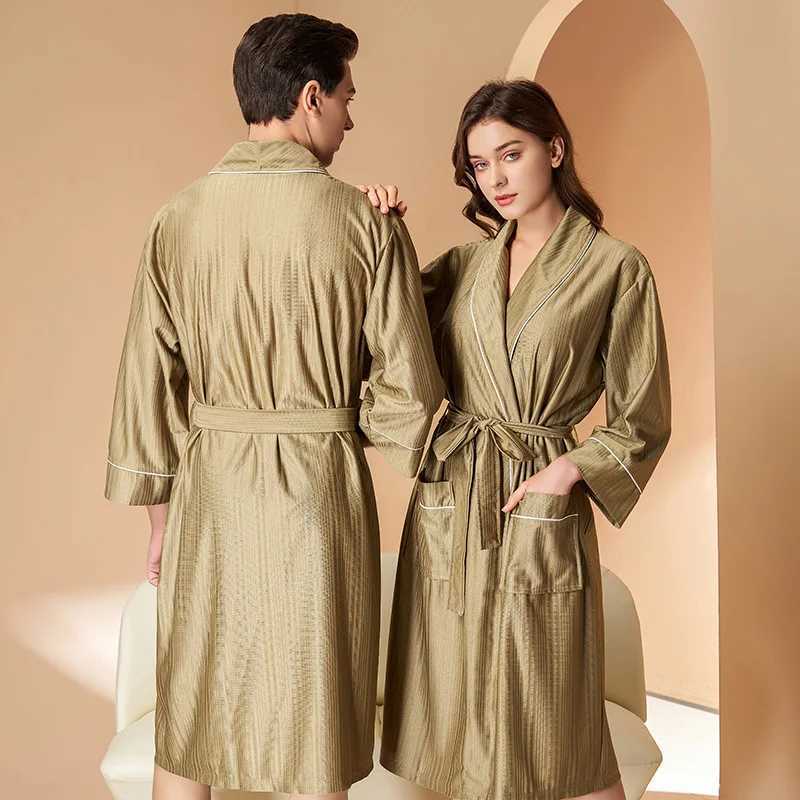 Fashion Bathrobe New Style Thin Men Robes V Neck Mens Sexy Sleepwear Summer Male Kimono Long Sleeve PajamasXJ241018
