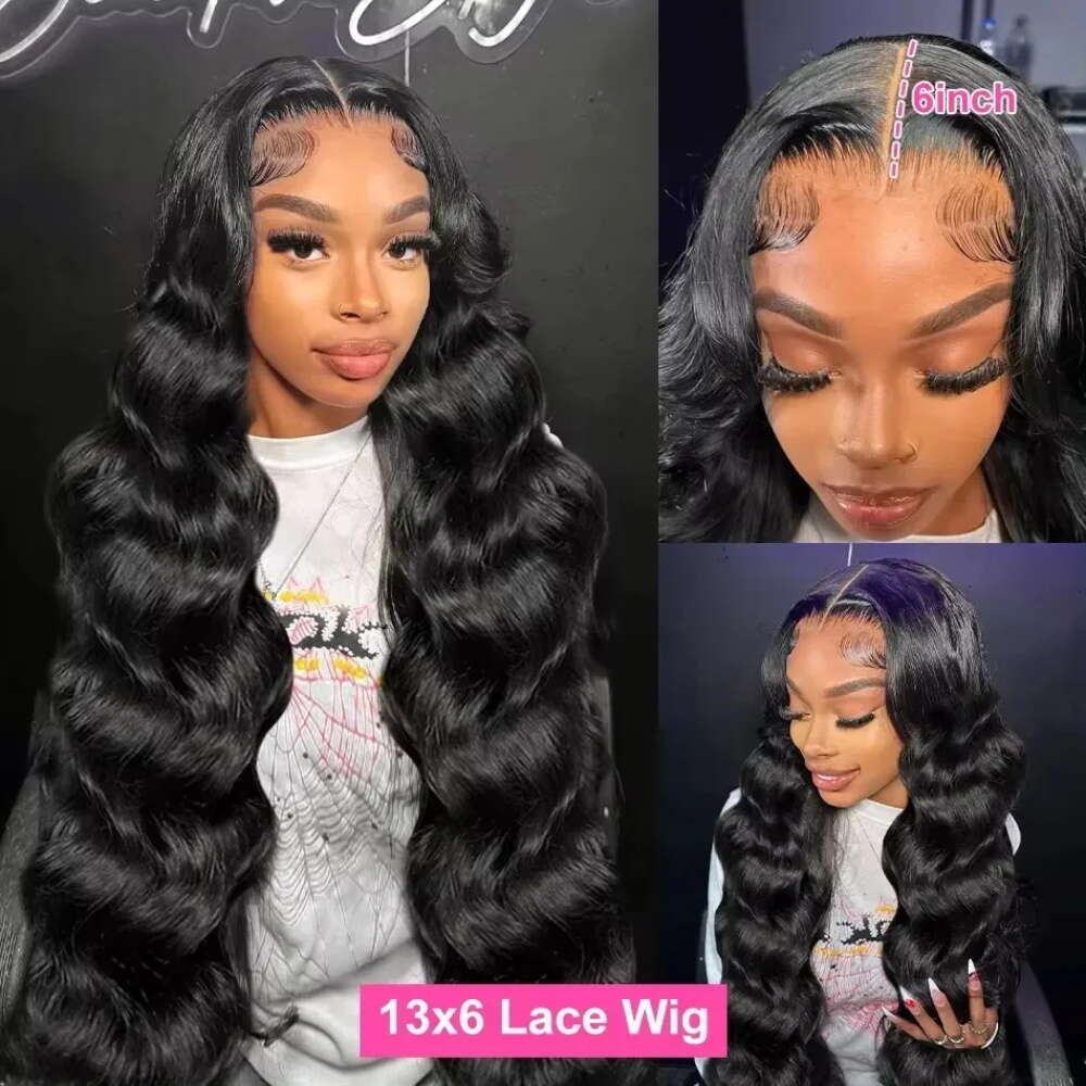 200 Density Body Wave 360 Full Frontal Human Hair For Women PrePlucked 32 38Inch Water Wavy 13x4 13x6 HD Lace Front Wig