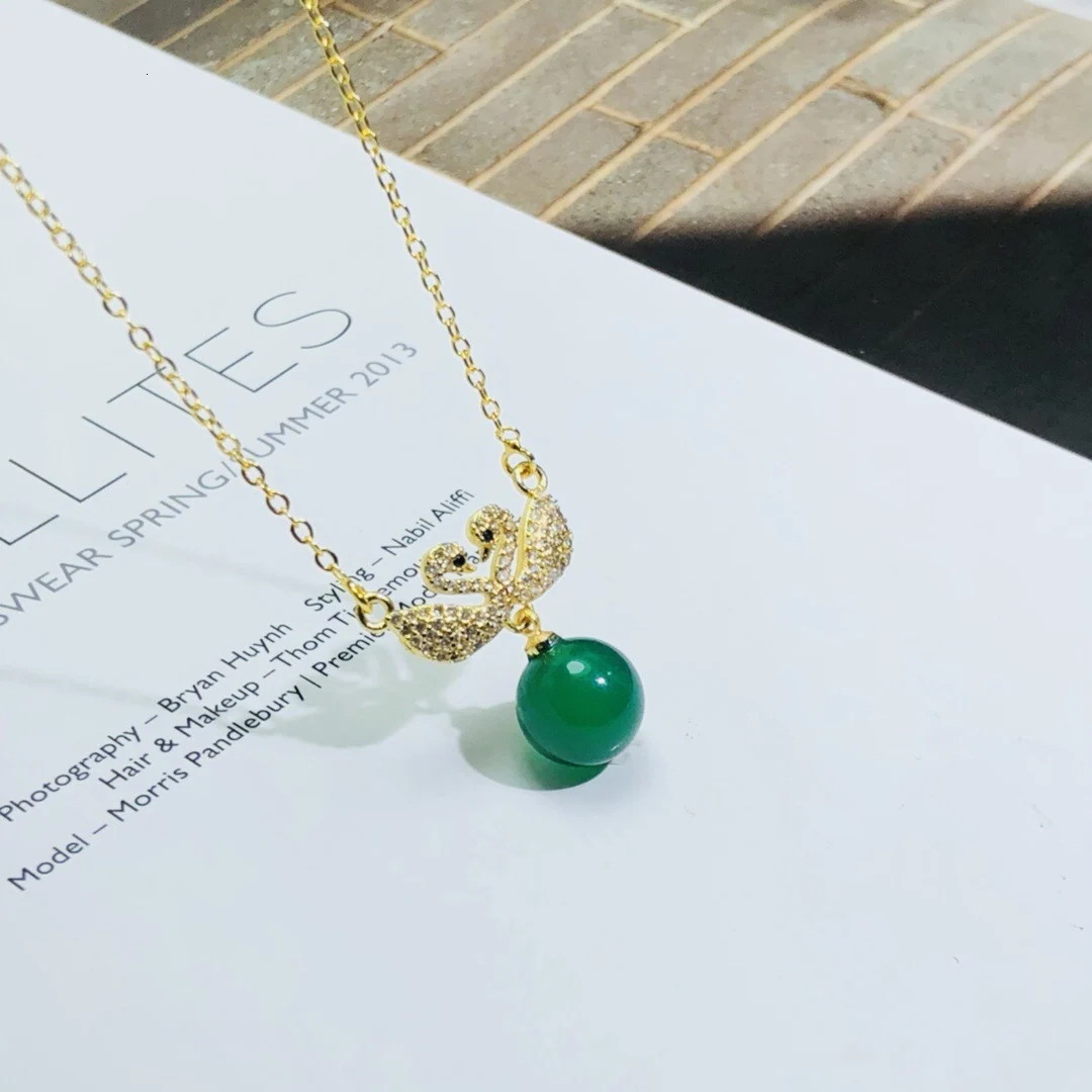 selling product Natural agate Chalcedony pendant Boutique inlaid jade jewelry necklace Exquisite gift accessories Send certificate 241018