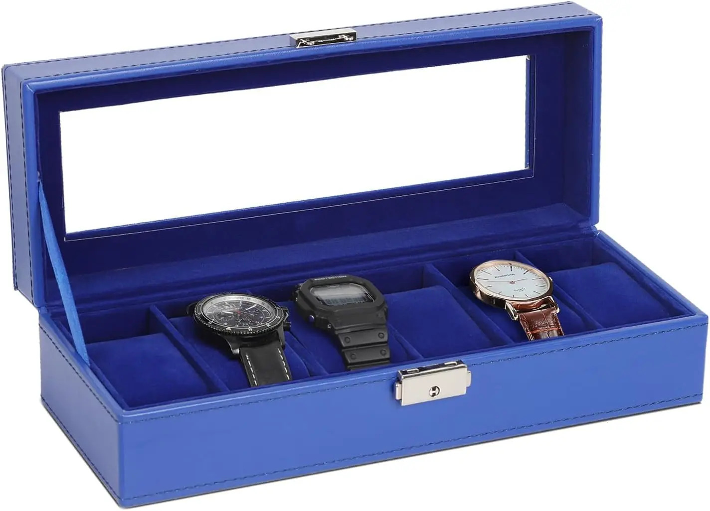 6-slot leather watch box organizer mens watch display box jewelry storage rack 241018