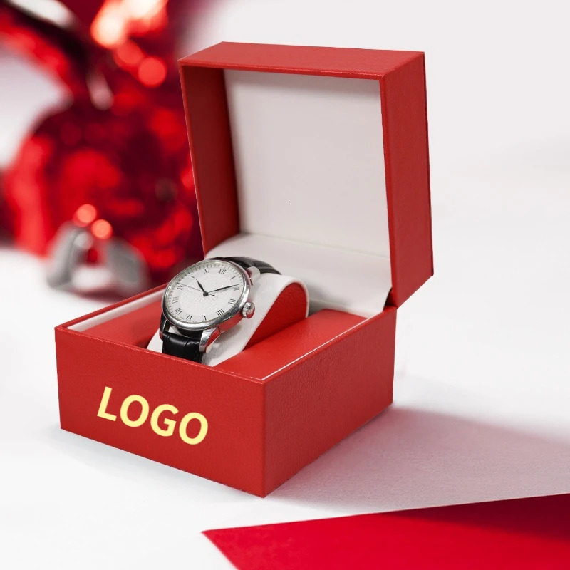 Free custom text watch box gift packaging special car line flip PU leather storage watch box display brand organization 241018