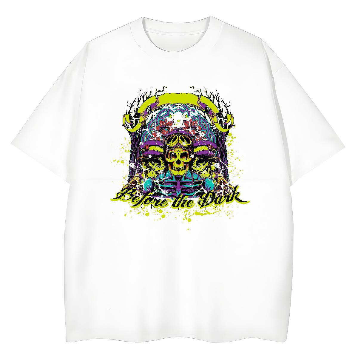 2024 DIY T Shirt For Woman 230g 100% Cotton Breathable Short Sleeve Spring Summer skull Women Tshirts Brand Plus Size Cartoon Top Shirts