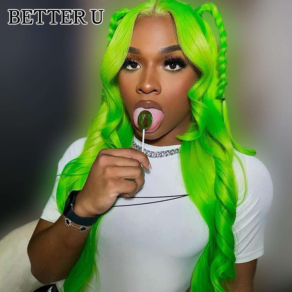 Green body wave 13*4 Brazilian splicing full forehead wig human hair 13*6 transparent lace
