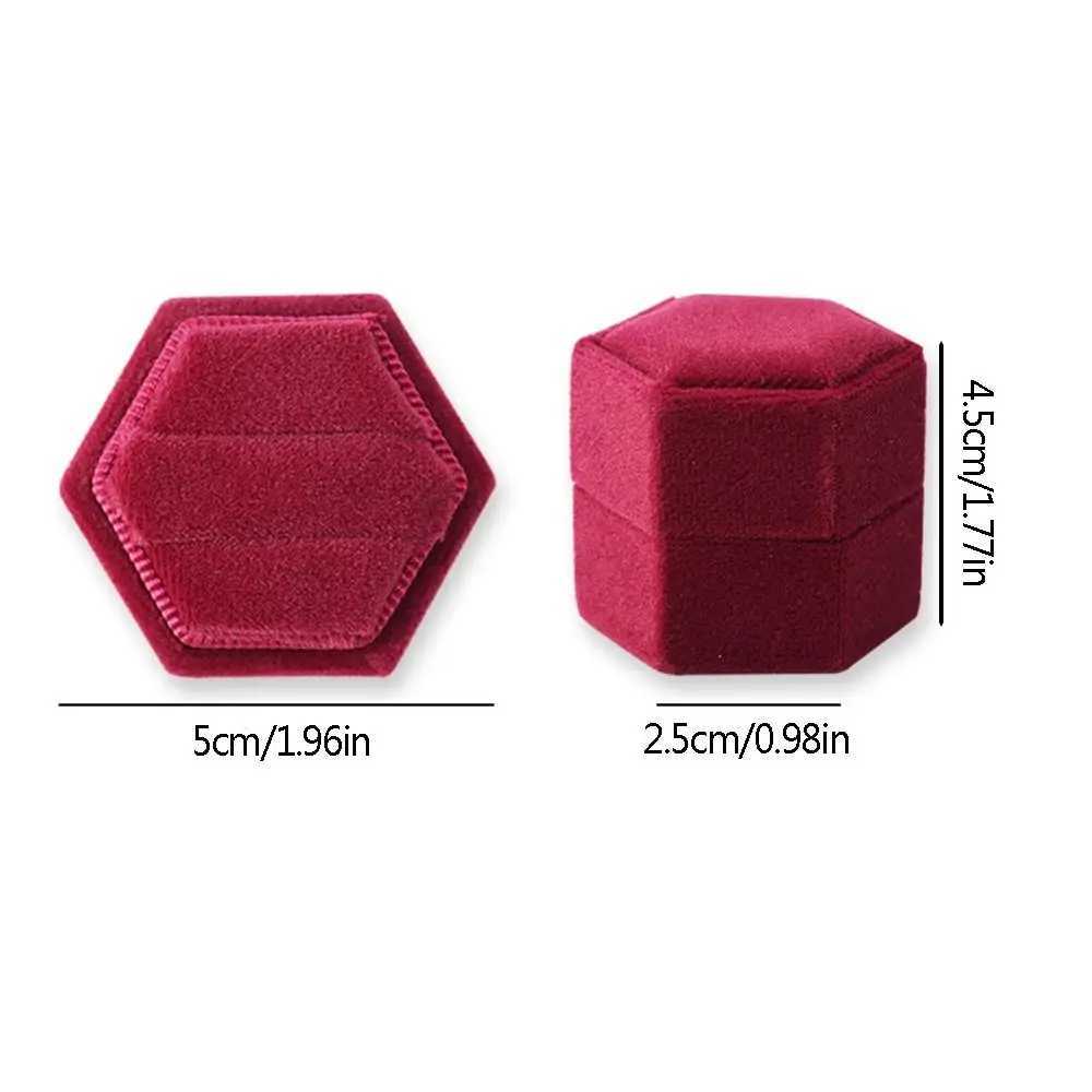 Durable wedding octagon/hexagon with detachable Lid velvet jewelry box dual ring storage box ring display box W241019