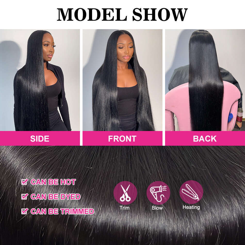 13x4 HD Front Straight 13x6 Transparent Frontal Human Hair Pre Plucked Lace Wigs For Women 250%