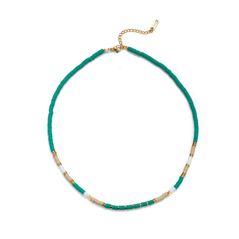 plated 14K gold small fresh elastic soft clay woven pendant necklace suitable for womens beach travel jewelry 241018