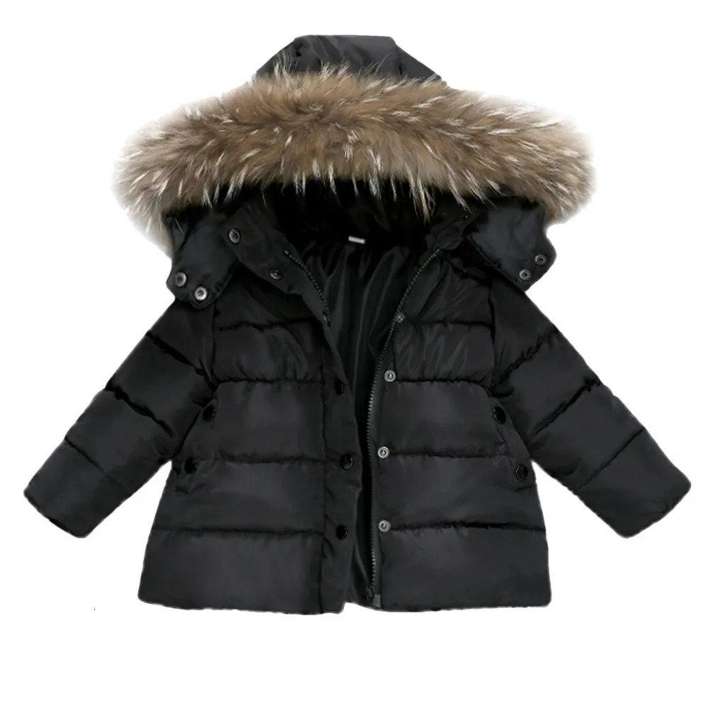 26 Years Autumn Winter Boys Jacket Warm Fur Collar Fashion Baby Girls Coat Hooded Zipper Outerwear Birthday Gift Kids Clothes 241018