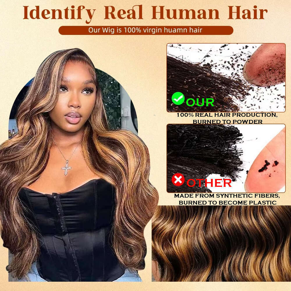 30 32 Inch P4/27 Highlight Body Wave Frontal Colored Ombre 13X4 Lace Front Human Hair Wigs For Women