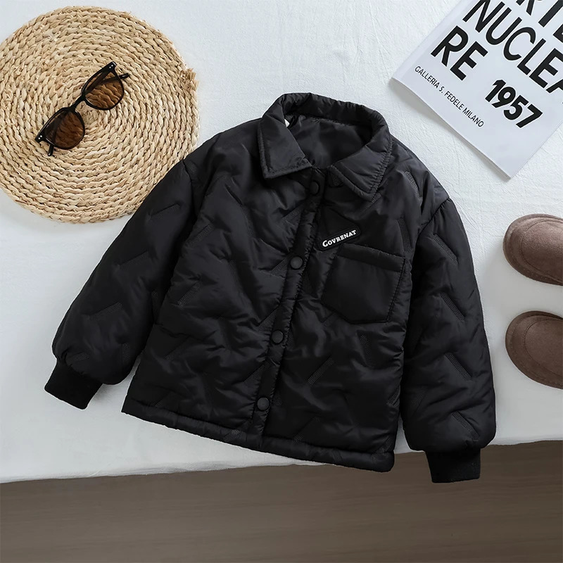 2024 Kids Boy Jacket Autumn Winter Warm Long sleeves Button Children Girl Windproof Coat Teen Students Cotton Clothes 241018