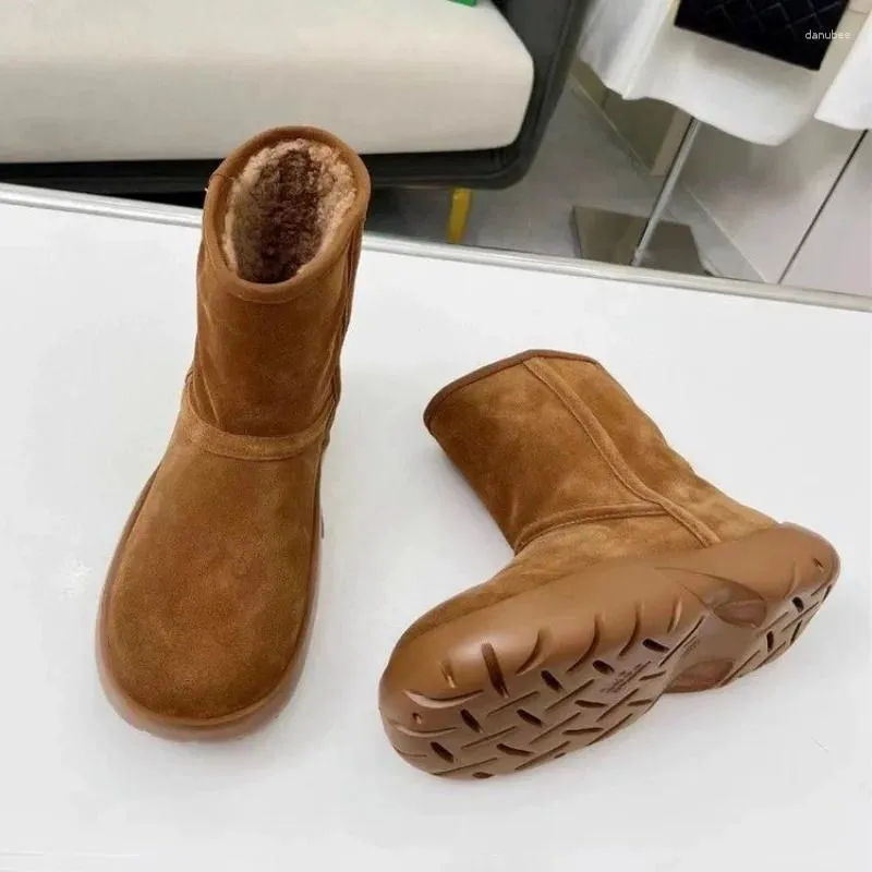Boots Women's Thickened Warm Plush Snow Thick Sole Non-Slip Winter Cotton Shoes Womens Boots Outdoor Comfortable Round Toe Ankle