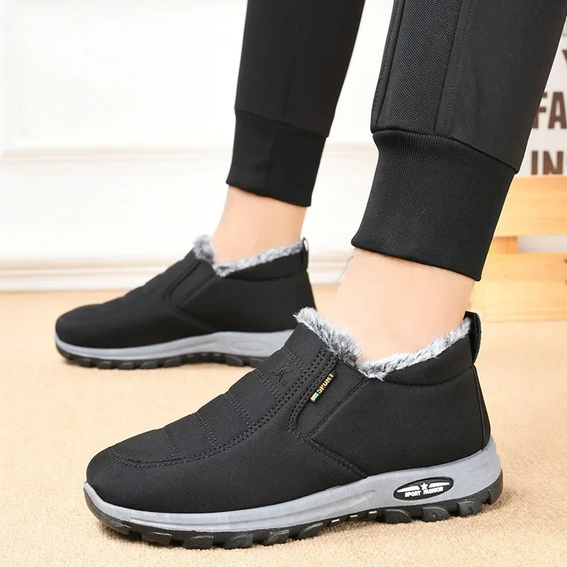 Winter snow boots mens casual sliding ankle boots warm fur comfortable sports shoes anti slip Botas mens shoes Zapatos Hombre 2024 241018