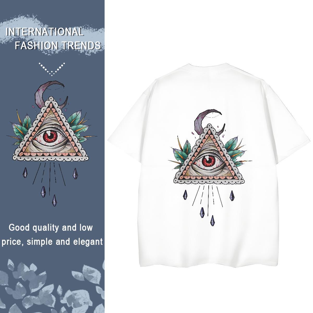 Brand T-Shirts 100% Cotton 230g Short sleeve Soft Street Casual eye of the devil Women Tees Wholesale DIY Printed Wear