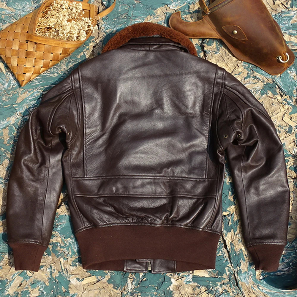 G1 Series Fur Collar Bomber Coat Sheepskin Woman Mans Jacket Genuine Leather Winter Overcoats American 241018
