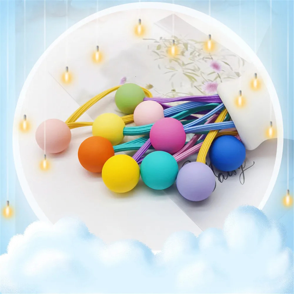10 pieces/set candy color childrens headband cute heart-shaped frosted bead pendant headband tie geometric elastic ribbon 241018