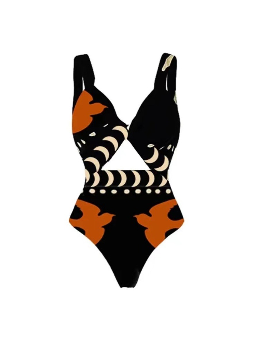 One-piece swimsuit female bird Coconut Tree conservative slimming Hottie spa cover up beach dress