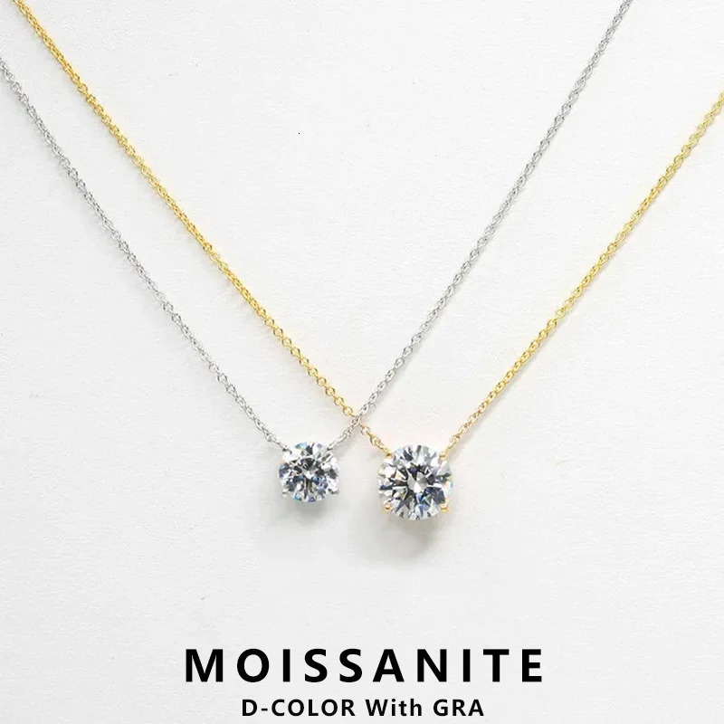 1CT 2CT 3CT Pendant Necklace Womens Original 925 Silver Chain Card Pendant Necklace Bridal Exquisite Jewelry 241018