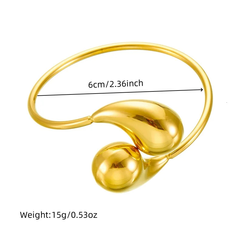 DIEYURO 316L stainless steel gold droplet necklace bracelet earring set for women 2024 trend non fading jewelry set 241018