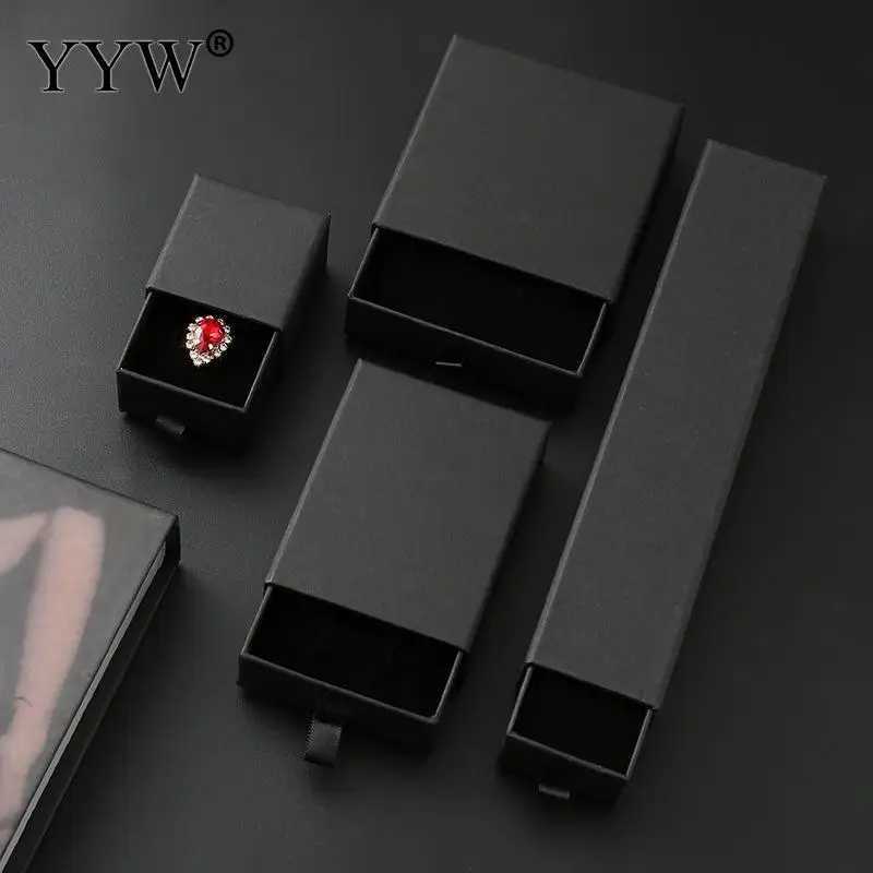 Gift box for jewelry black and white jewelry box drawer box for rings earrings necklaces bracelets jewelry packaging and storage W241019