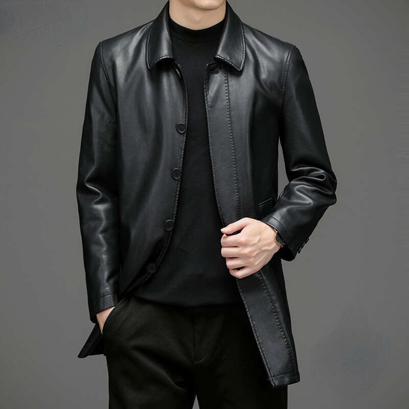 7Xl Genuine Leather Jacket Men's Clothing Midi Long Winter Plush Warm Windbreaker Male Large Size Mens F
