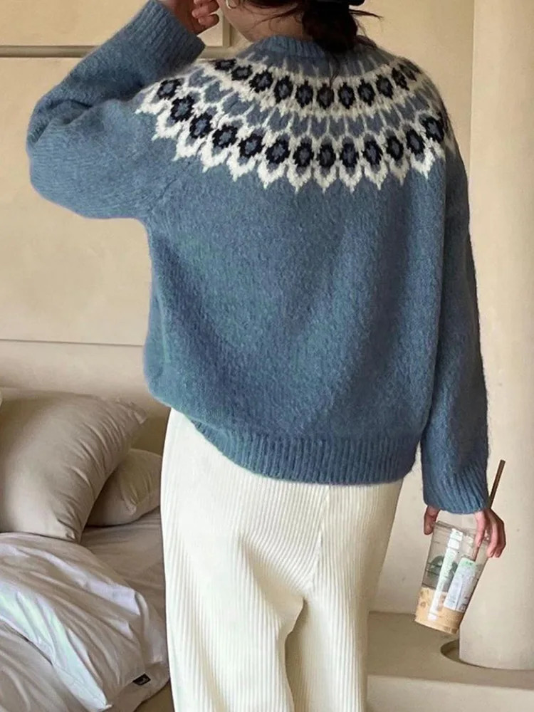 Autumn/Winter Comfortable Thick Womens Sweater Casual Loose Fit Round Neck Womens Sweater All in One 241019