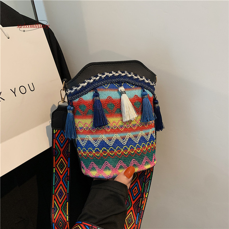 2024 New Ethnic Style Trendy Casual Fashion Bohemian Single Shoulder Bucket Crossbody Bag Handbags #12 swissmilitary