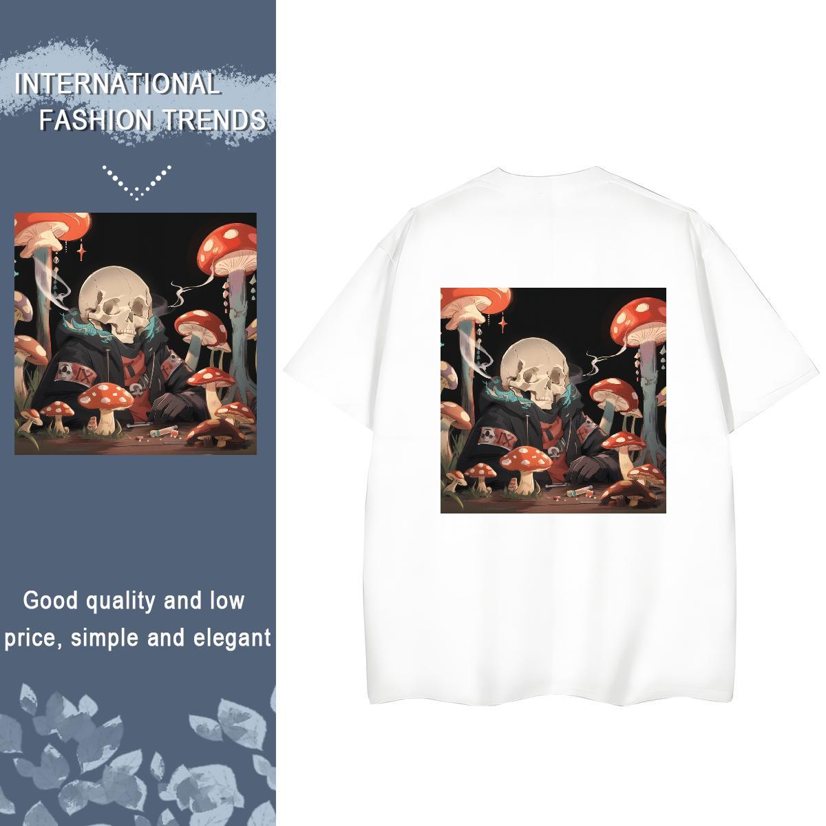Custom T Shirts Women 100% Cotton 230g Crew Neck Breathable Beach skull Unisex Tshirts Female Custom Print Plus Size Tees