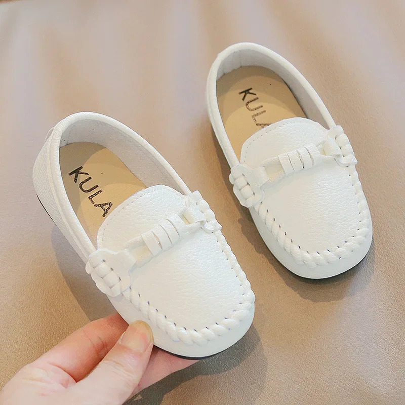 Kids Leather Shoes Children Casual Flats Boys Sneakers Loafers Moccasins Spring Autumn School Party Wedding Black White 241018