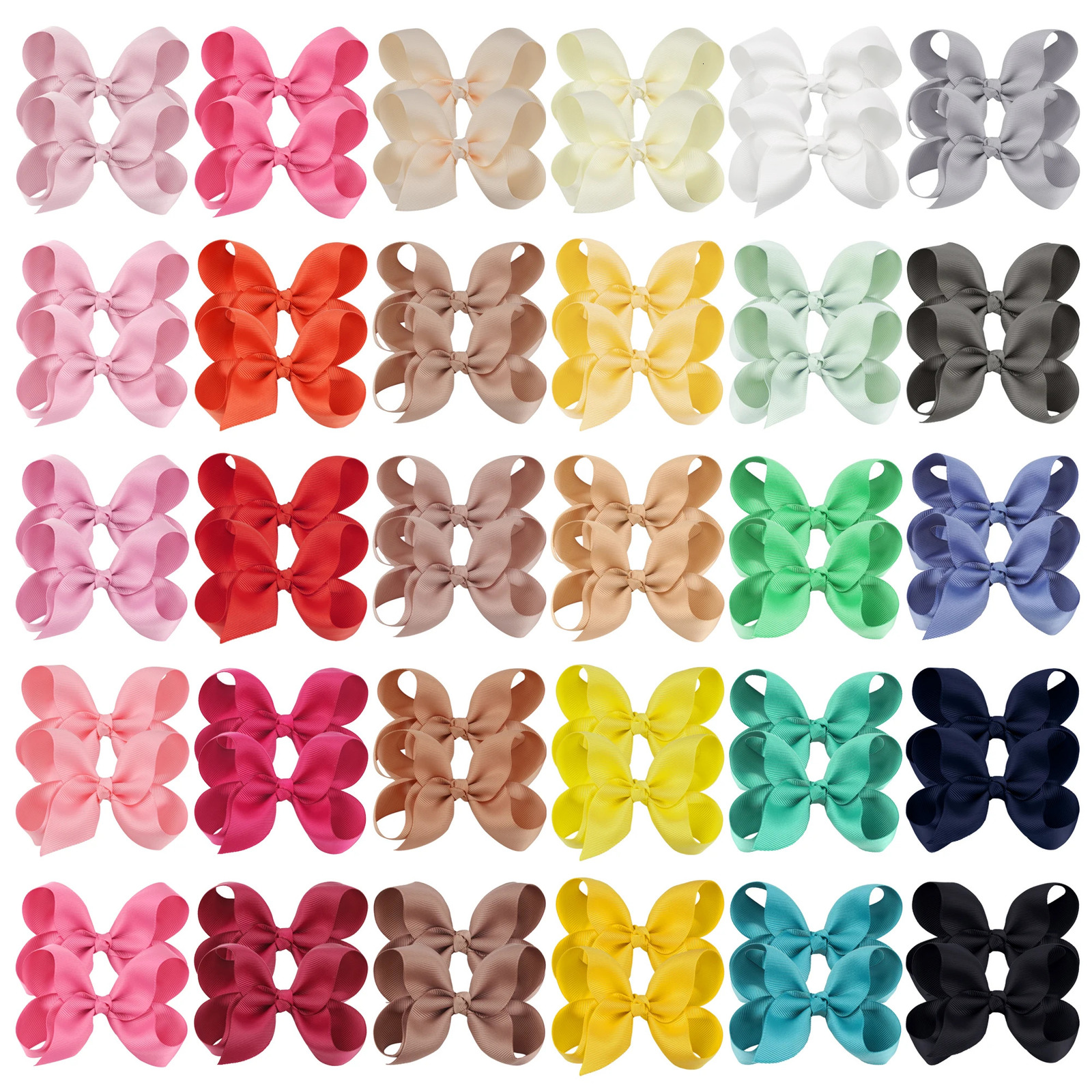 40/50/60 paired 4.5-inch childrens and girls large silk ribbon hair bow clip hair accessories for childrens and girls hair 241018