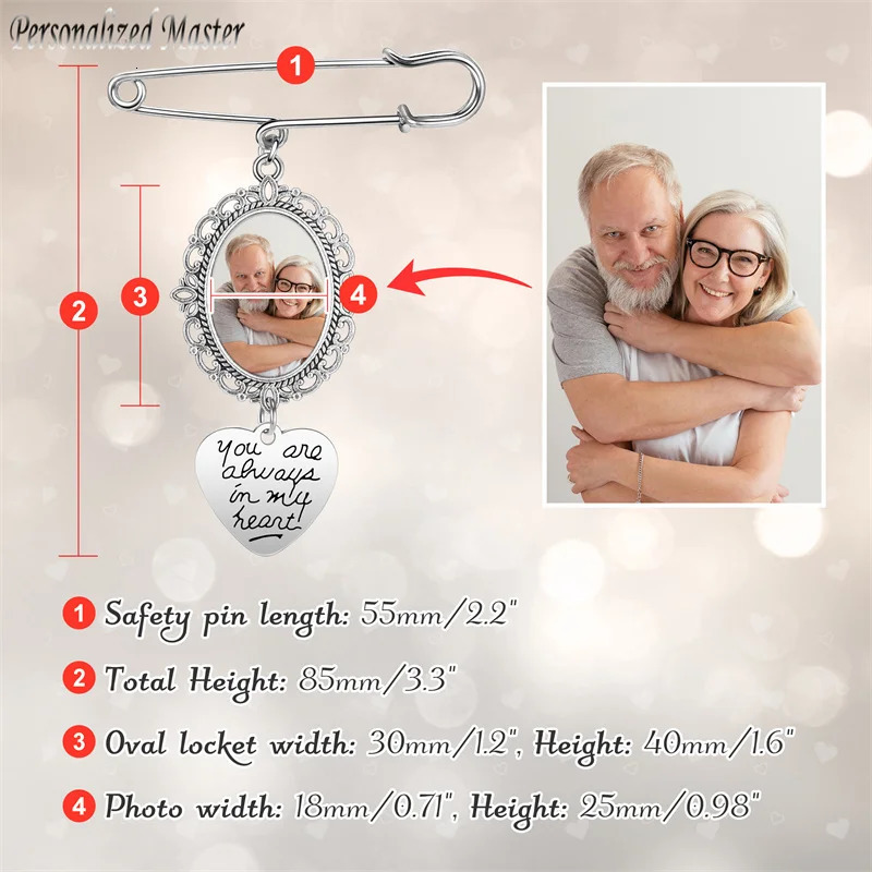 Personalized womens brooch custom wedding bouquet po charm brooch retro tight corset dress open collar brooch button 241018 ww