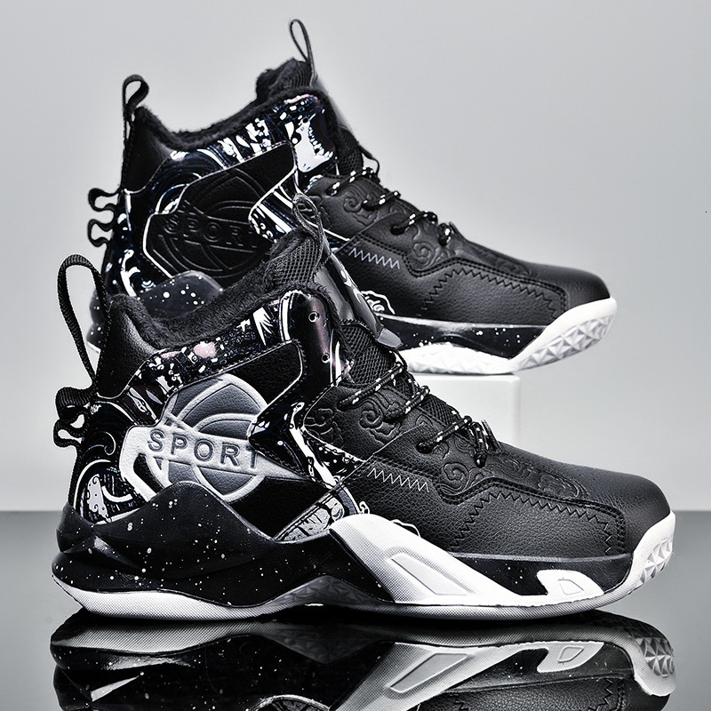 Basketball new casual running sports trendy men's high top sneakers leather shoes