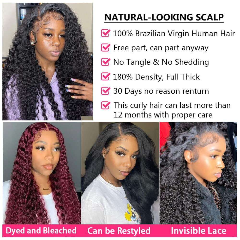 300 Density 13x6 Hd Deep Frontal 30 34inch Glueless Wigs 100% Human Hair Water Wave Curly Lace Front Wig For Women