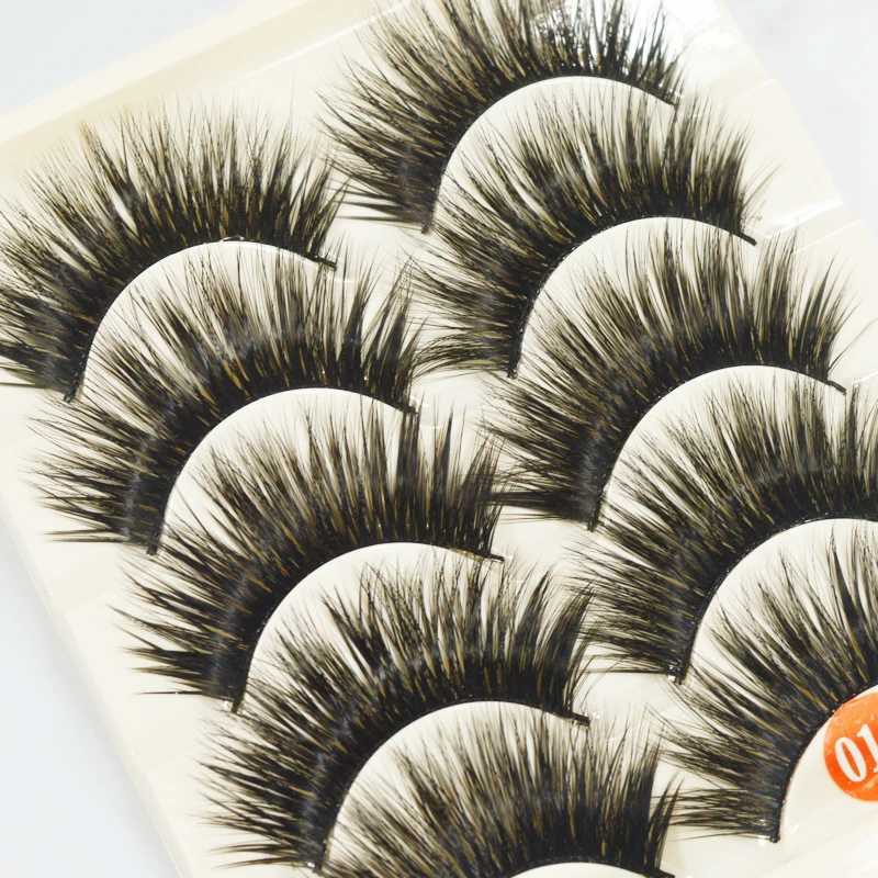 False EyeLashes 1 Box 5 Pairs Thick Black False Eyelashes Makeup Tips Natural Smoky Makeup Long Fake Eye Lashes 10XJ241019