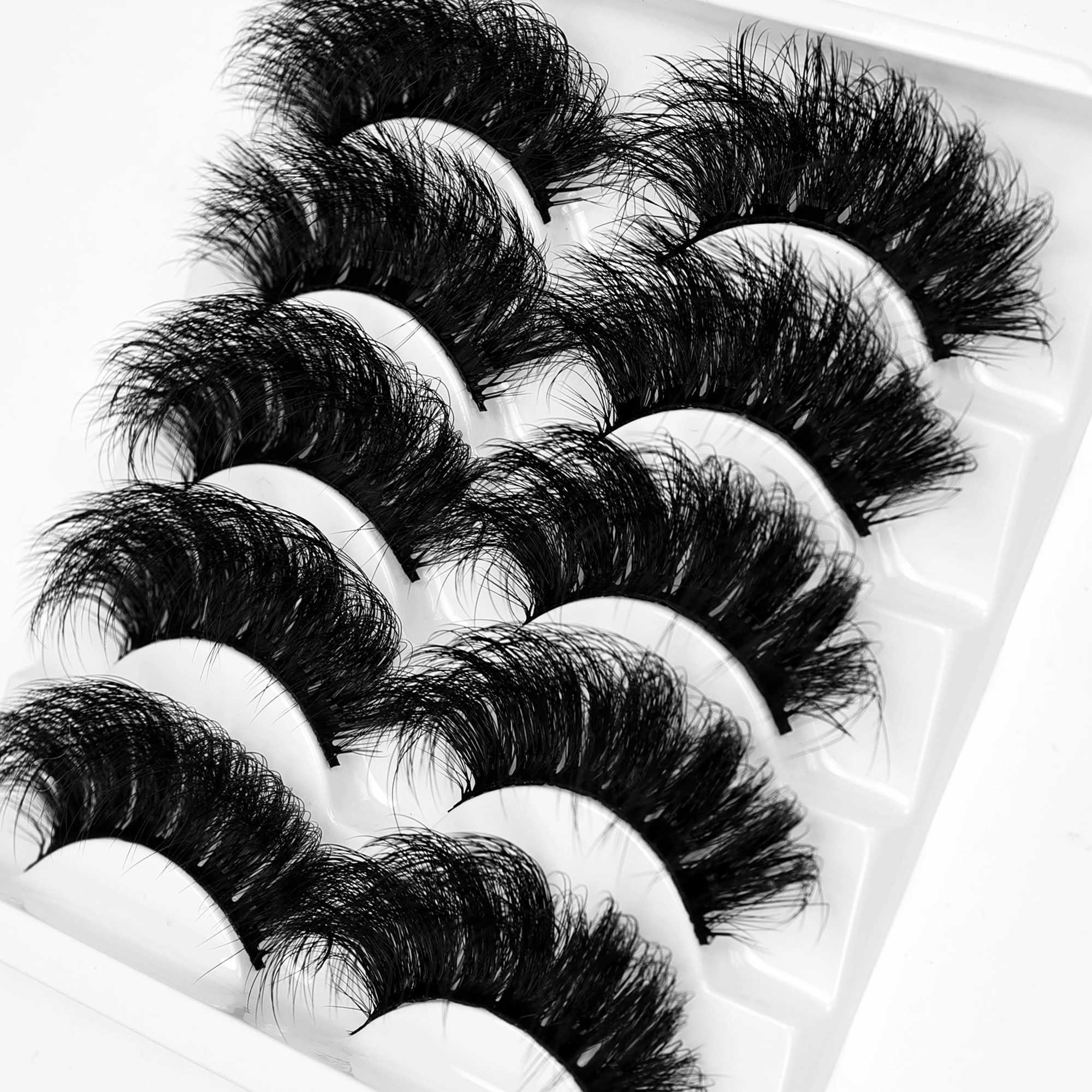 False Eyelashes Fluffy Lashes Cat-Eye Look 8D Volume Fake Eyelash Strips 5 Pairs PackXJ241019
