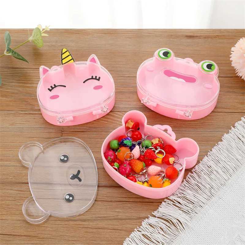 1 cute cartoon plastic jewelry storage box for ring earring necklace decoration portable animal shaped childrens accessory box W241019