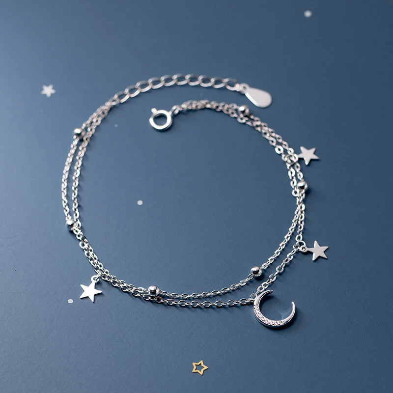 La Monada 163cm laminated womens silver bracelet Starry Moon Charm 925 womens silver bracelet 241018