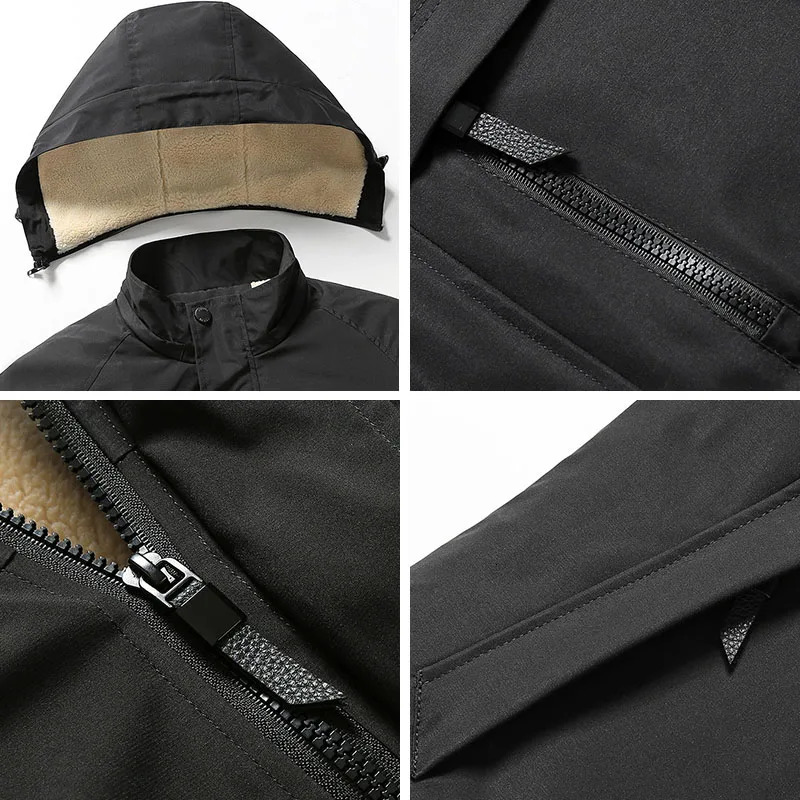 mens autumn and winter outdoor leisure windproof cargo jacket for mens detachable hooded large-sized Sherpa cargo jacket for men 241007