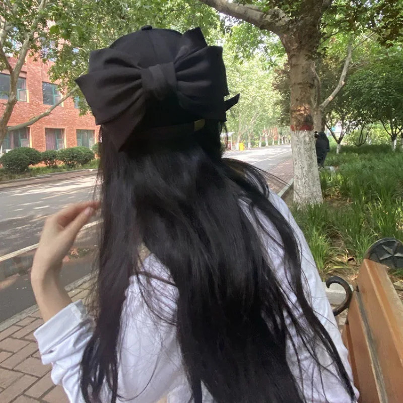 02-shi ins drop fashion original satin Black bowknot lady shade baseball hat women leisure visors cap 241009
