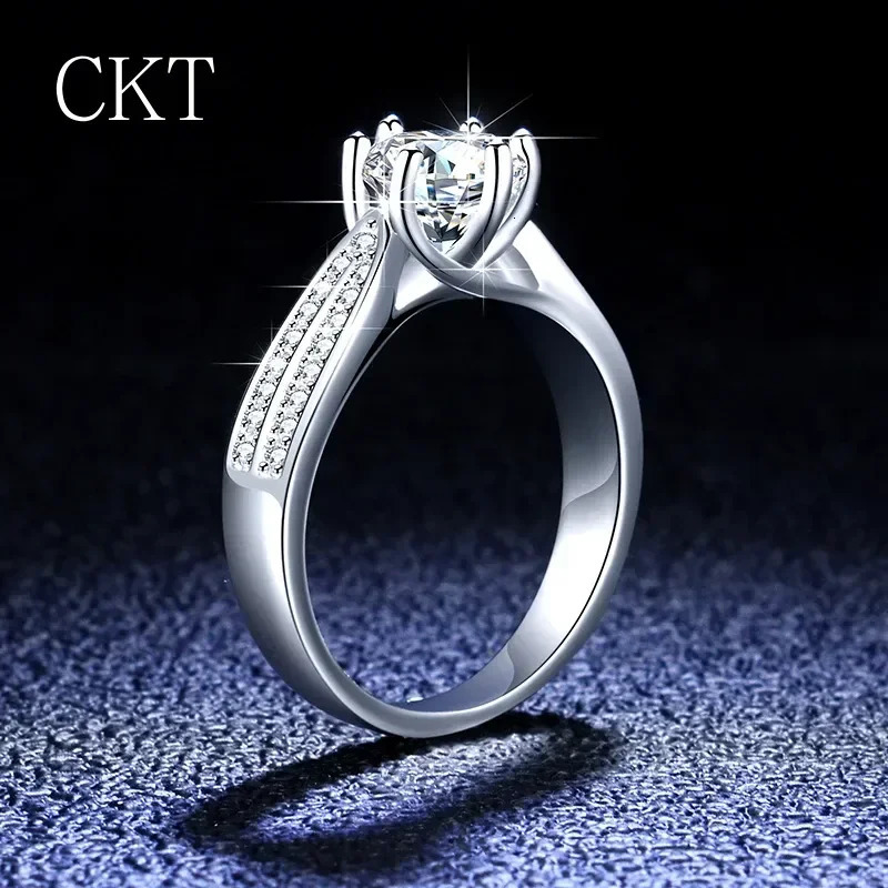 Original PT950 Platinum Ring Sparkling D-Color 3- Solitaire Laboratory Diamond Ring Wedding Ring 241007
