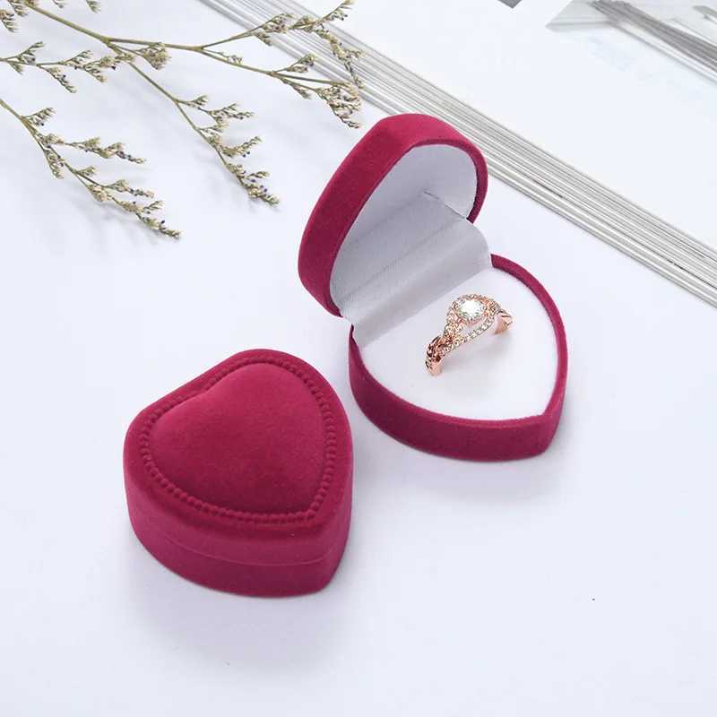 Colorful Corduroy heart-shaped jewelry box single ring/necklace box velvet jewelry box and packaging W241019
