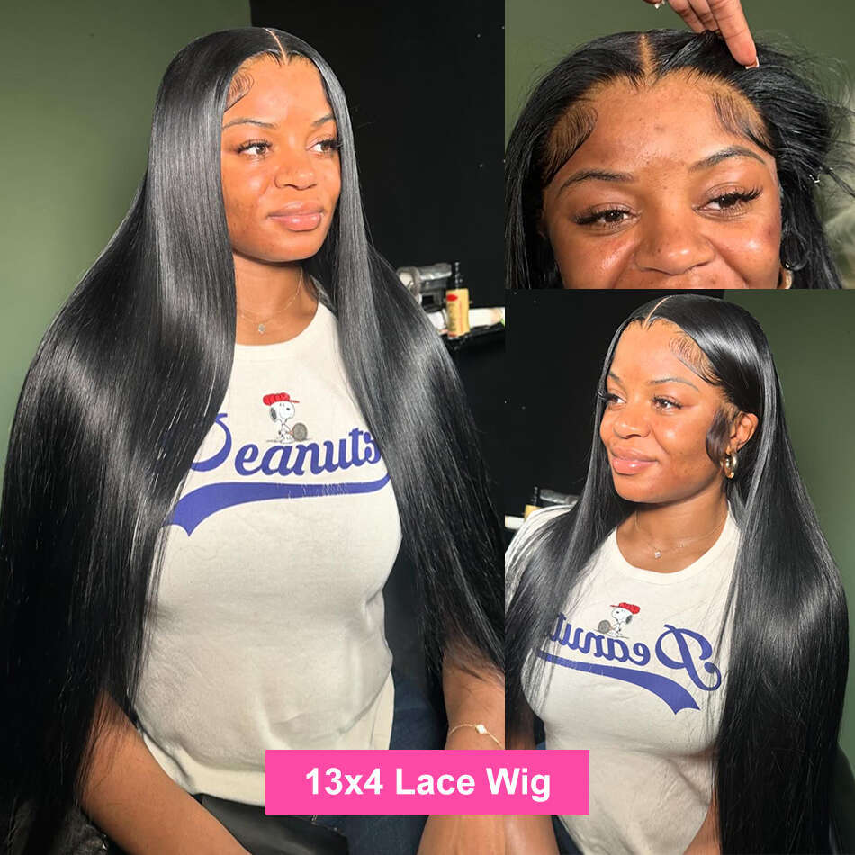 Rosabeauty 13x6 HD Transparent Frontal Human Hair Wigs Brazilian 220% bone Straight 13x4 Lace Front Wig For Women