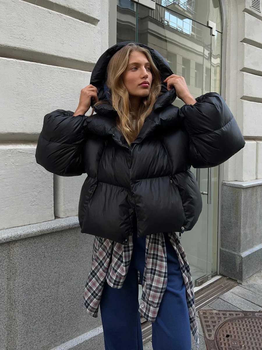 Women's Down Parkas Bornlades Quilted Jacket Womens Winter Loose Parkas Jacket Retro Bread Jacket Office Jacket Womens Warm Cotton Puff Jacket Y2