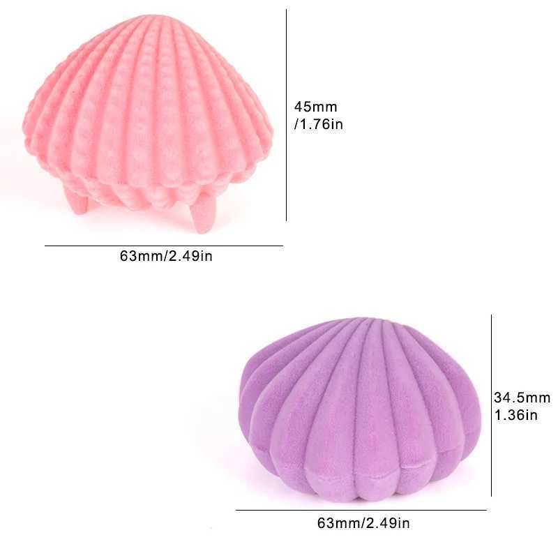 Velvet Pearl Treasure Box Shell Shape Wedding Ring Box Organizer Storage Display Packaging Box Bracket Gift Accessories 4 Colors W241019