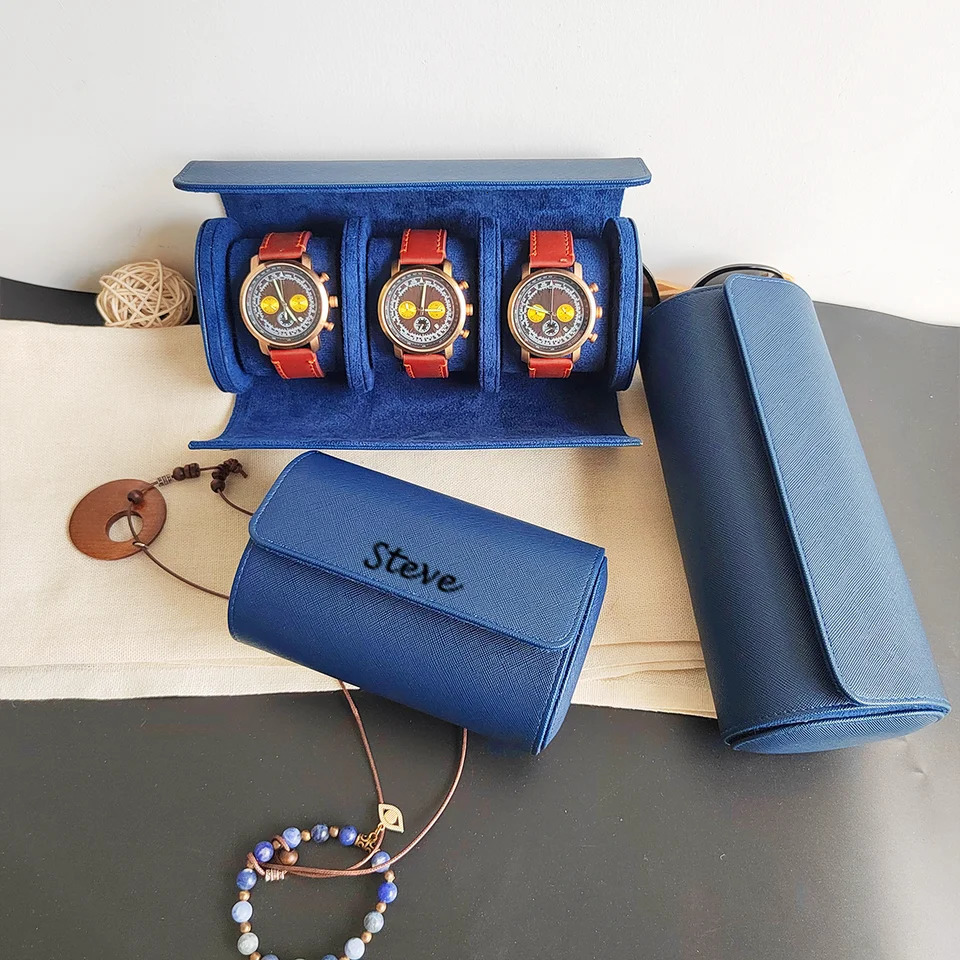 1/2/3- Watch Roll Travel Case Personalized Case Customized Leather Case Mens Gfits 241018