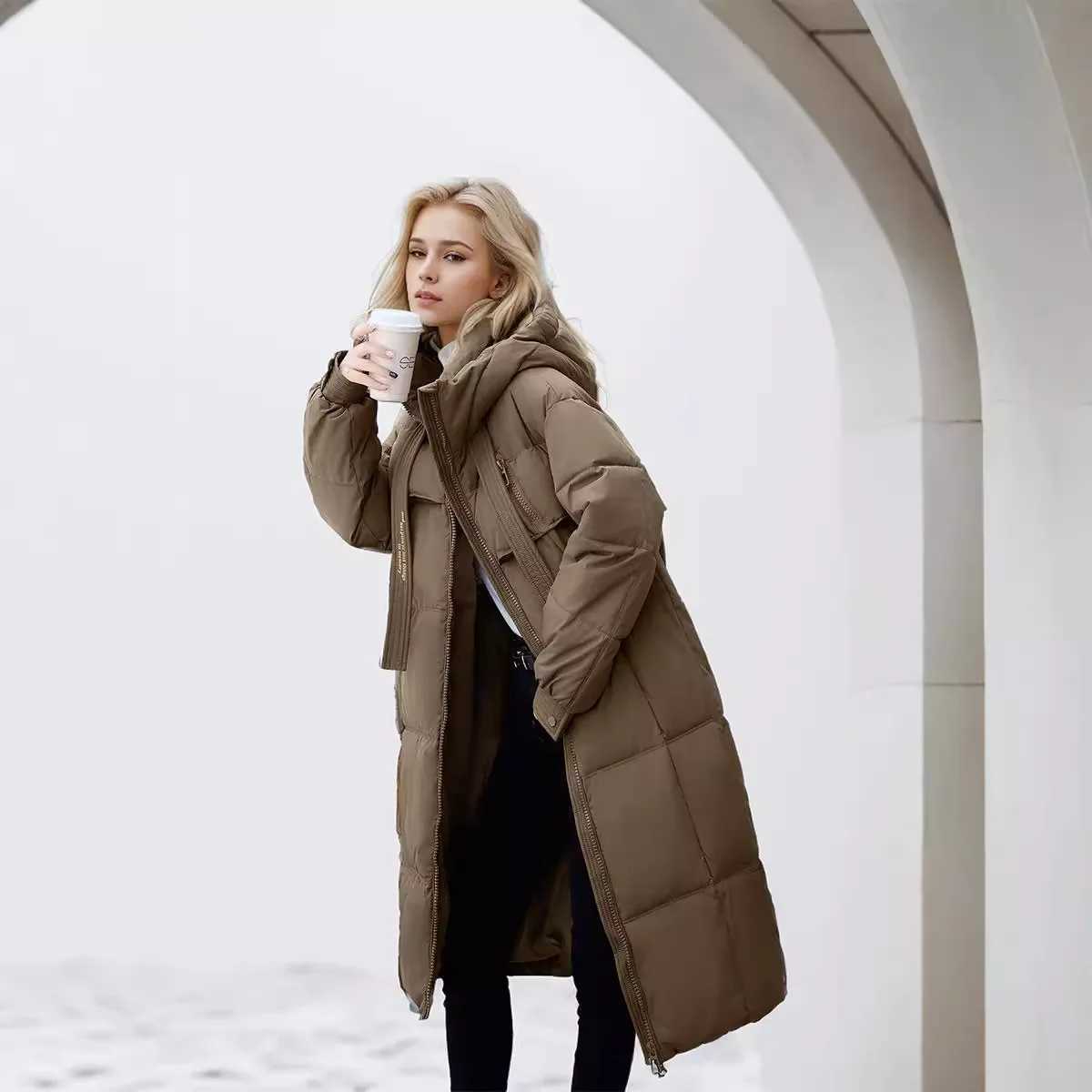 Women Parkas 2024 Autumn Winter Down Cotton Jackets Padded Thickened Overknee Loose Casual Long Warm Pockets Coat Snow OvercoatX241019