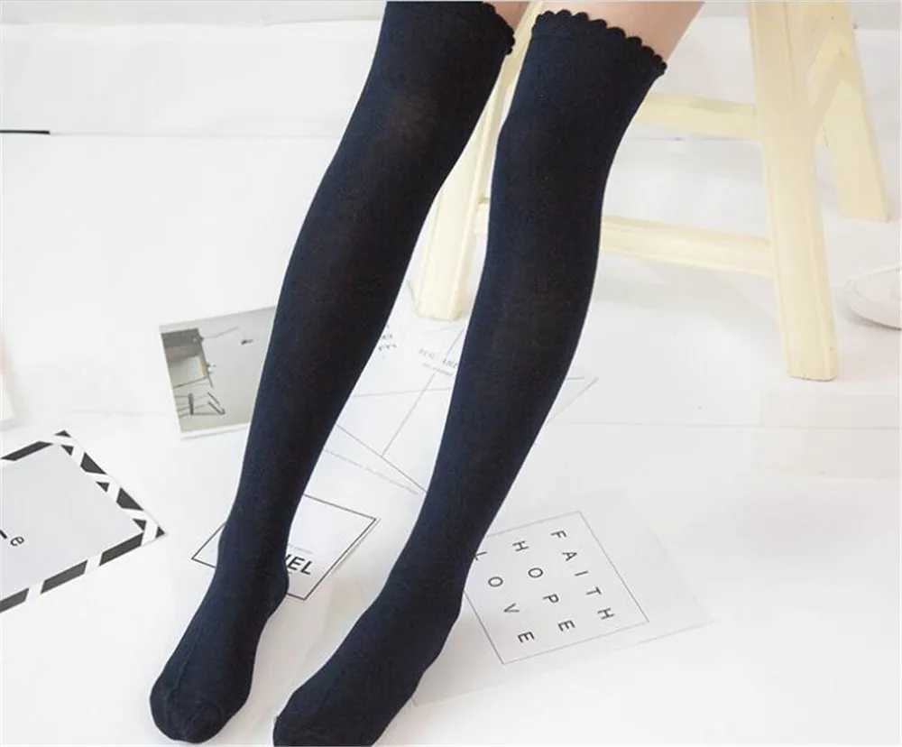 Socks Hosiery Womens Overkn Socks Stockings solid color Lolita dress socks B418 Y24083304SF1