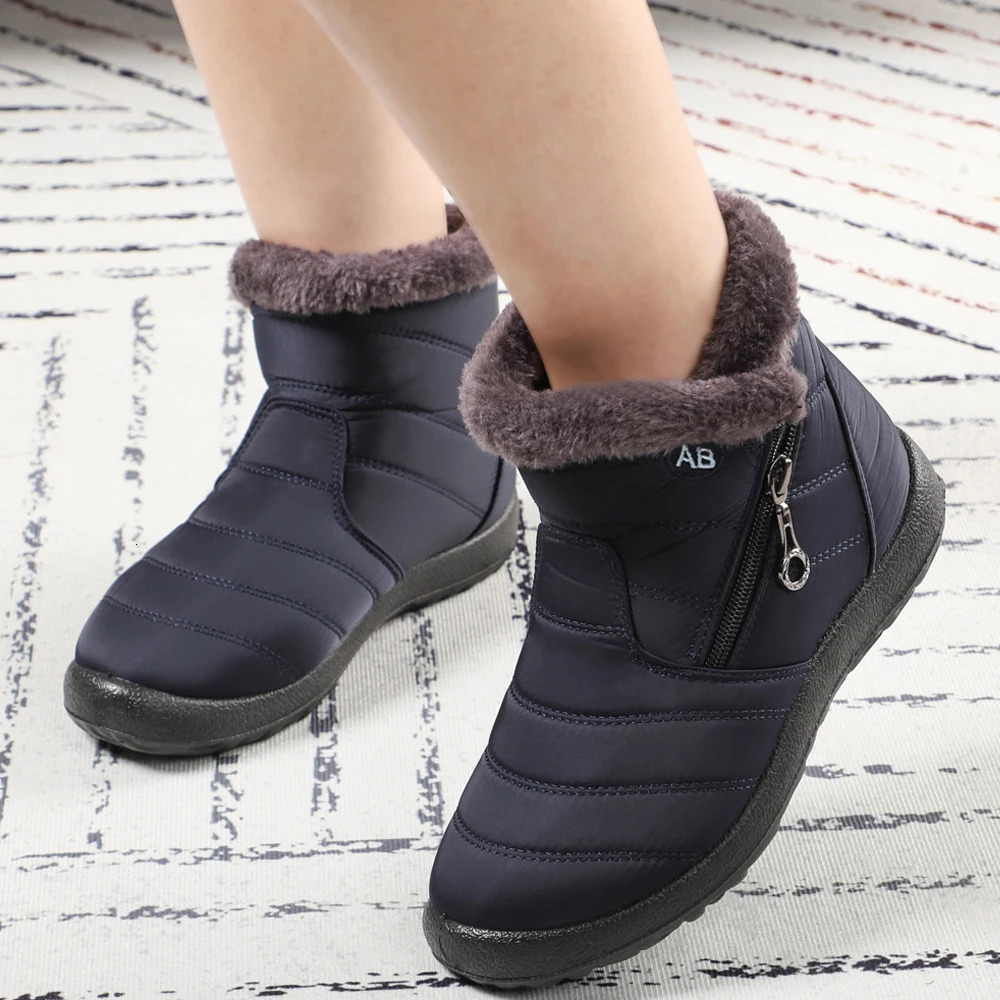 Winter Womens Waterproof Snow Boots Winter Womens Casual Lightweight Ankle Boots Warm Fur Winter Boots Botas Mujer 241018