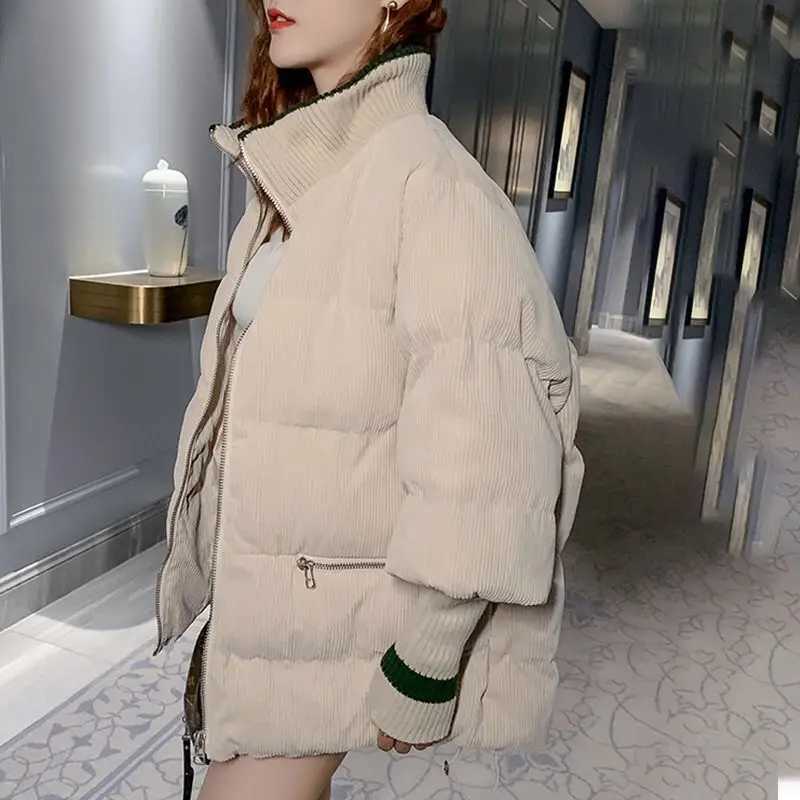 Women's Down Parkas Fashion Bubble Coat Winter Corduroy Parka Women Oversized Short Jacket Winter Autumn Female Puffer Jacket Parkas Mujer 2023 N