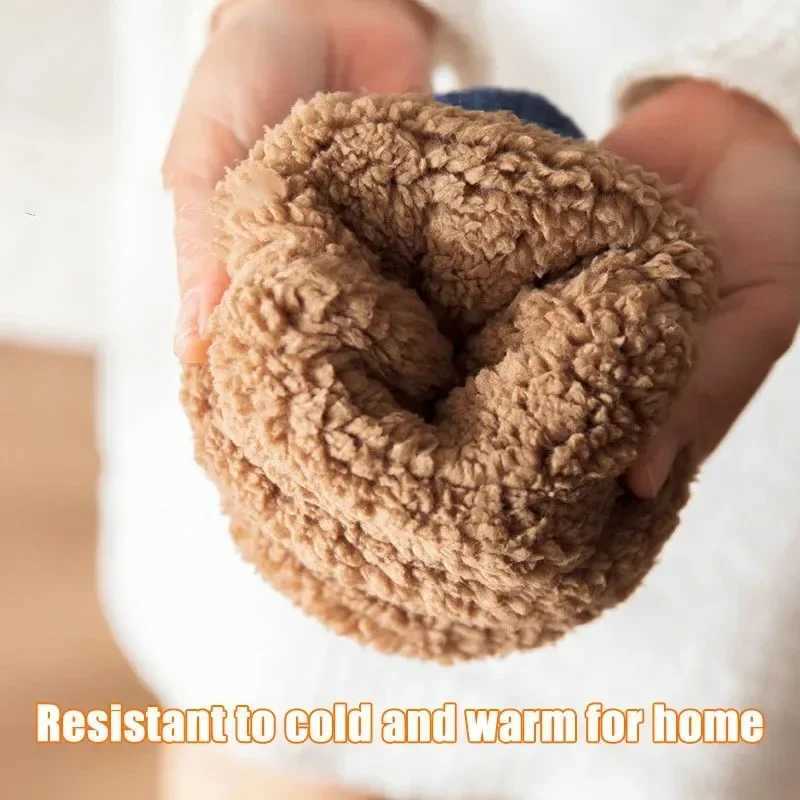 Indoor Winter Slippers Socks Mens Floor Socks Home Bedroom Sleeping Socks Non-slip Knitted Adult Plus Fleece Warm Carpet SoxXJ241019