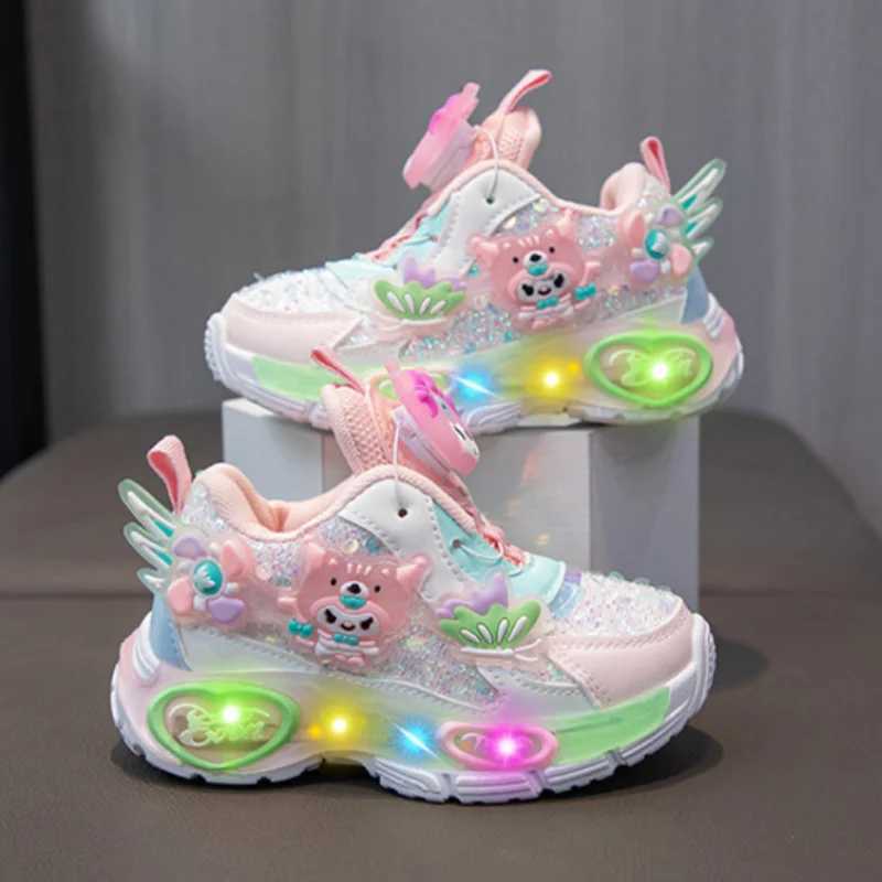 Athletic Outdoor Childrens shoes LED lights cartoon girls sports shoes anti slip Tn childrens running shoes sports shoes girls luminous shoes H241019